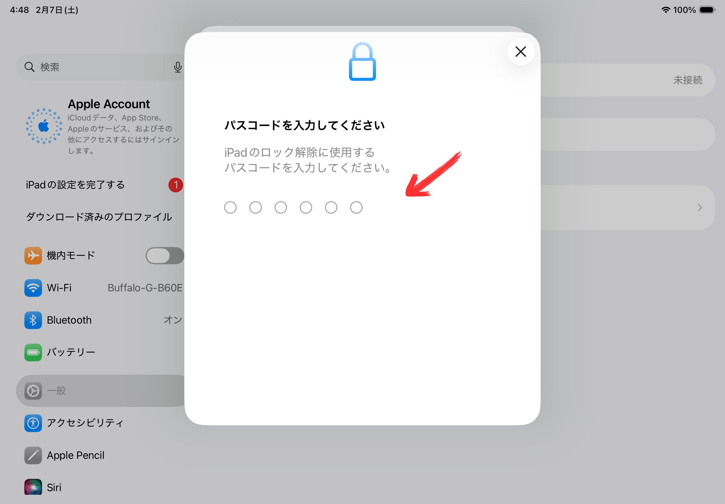 パスコード入力